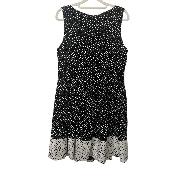 Lauren Ralph Lauren Fit and Flare Dress 12 Black White Polka Dot Feminine Flirty - Picture 2 of 9